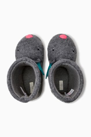 Grey Reindeer Slipper Boots